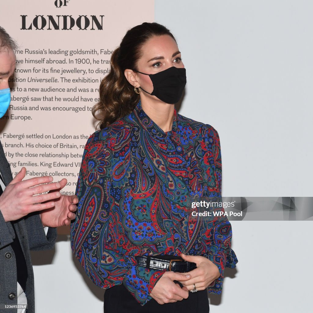 The Duchess Of Cambridge Visits The Faberge Exhibition At The V&A