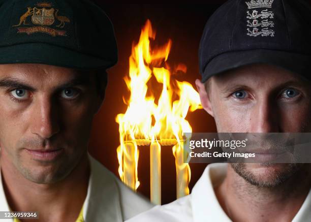 In this composite image a comparison has been made between Patrick Cummins, captain of Australia and Joe Root, captain of England. The two teams will...