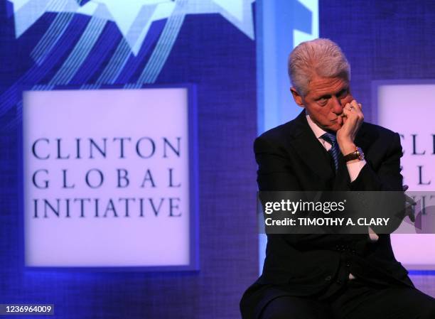 Former US President Bill Clinton is seen during the annual Clinton Global Initiative September 23, 2010 in New York . The sixth annual meeting of the...