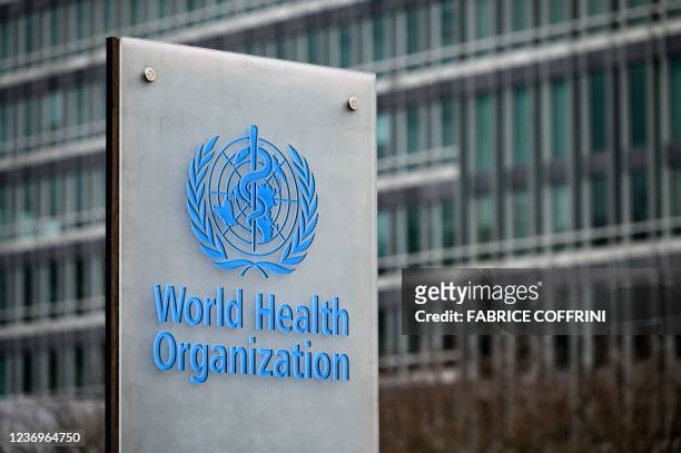 This photograph taken on December 2 shows a sign of the the World Health Organization next to theirs headquarters, in Geneva. - The WHO has issued...