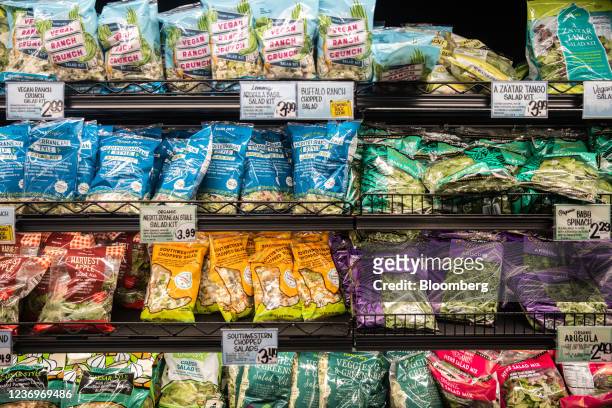 Salad kits for sale at the Trader Joe's Upper East Side Bridgemarket grocery store in New York, U.S., on Thursday, Dec. 2, 2021. The century-old...
