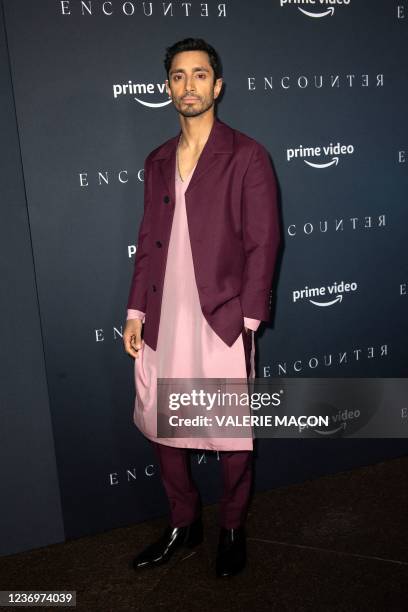 British-Pakistani actor Riz Ahmed arrives at the Los Angeles premiere of Amazon's "Encounter" at the Directors Guild of America in Los Angeles,...