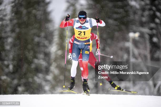 Johannes Hoesflot Klaebo of Norway in action during the FIS Cross Country World Cup Men's SP F Qualification on December 3, 2021 in Lillehammer,...