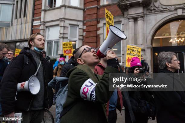 Lecturers, trade unionists and students march through central London in solidarity with higher education strikes taking place at 58 British...