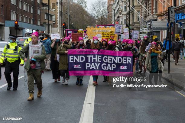 Lecturers, trade unionists and students march through central London in solidarity with higher education strikes taking place at 58 British...