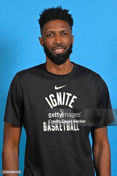 Assistant coach Hakim Warrick of G League Ignite poses for a head shot at the Michelob ULTRA Light Arena on December 2, 2021 in Las Vegas, Nevada....