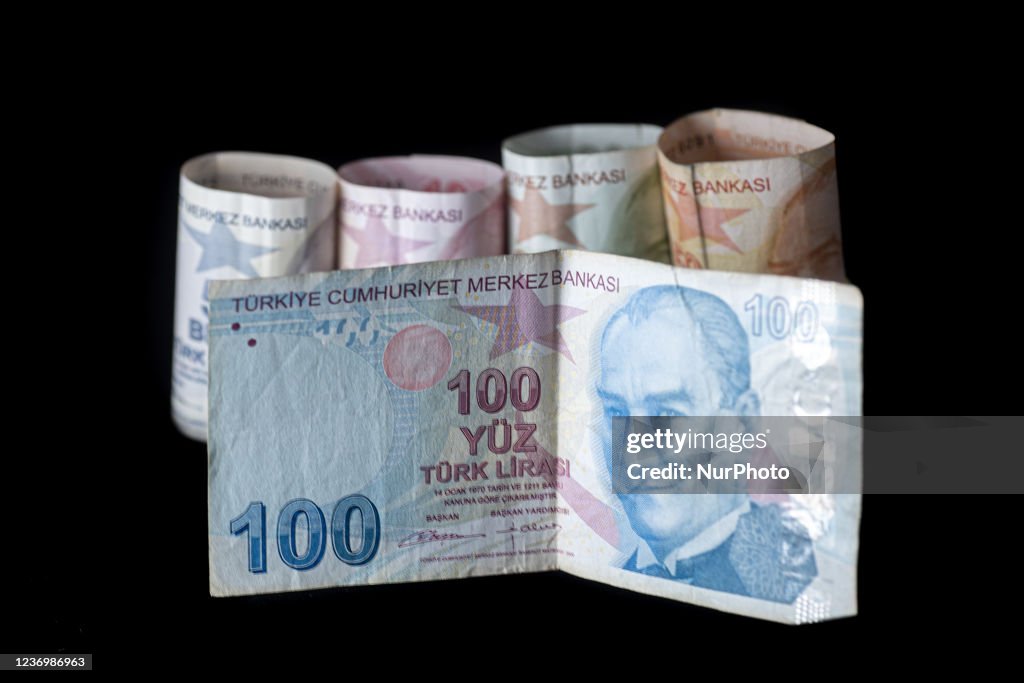 Banknotes Illustration Of Turkish Lira