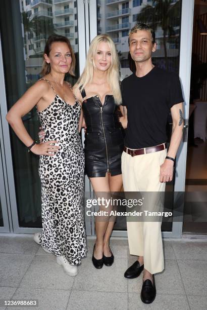 Clare Laverty, Celesta Hodge and Ben Lee Ritchie Handler are seen during the Art Talk and Brunch in Celebration of Skin In The Game at Cadillac Hotel...