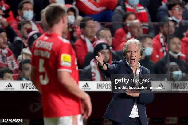 Jan Vertonghen of Benfica, coach Jorge Jesus of Benfica during the Portugese Primeira Liga match between Benfica v Sporting CP at the Estadio Da Luz...