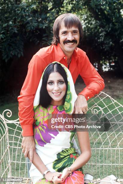 Featuring Sonny Bono and Cher Bono. Photo dated circa 1972.