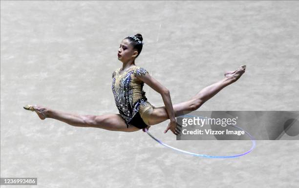 Maria Daniela Gonzalez of Guatemala competes during the Rhythmic Gymnastics Competition at the El Pueblo Coliseum as part of the Junior Pan American...