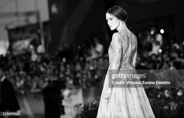 Actress Keira Knightley attends the 'A Dangerous Method' premiere during the 68th Venice Film Festivalat Palazzo del Cinema on September 2, 2011 in...