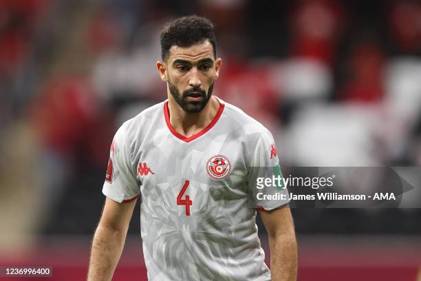 Yassine Meriah of Tunisia during the FIFA Arab Cup Qatar 2021 Group B match between Syria v Tunisia at Al Bayt Stadium on December 3, 2021 in Al...