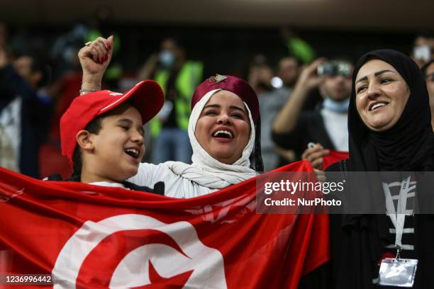 Tunisia Fans during the FIFA Arab Cup Qatar 2021 Group B match between Syria and Tunisia at Al Bayt Stadium on December 03, 2021 in Al Khor, Qatar.