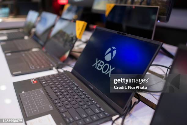 An XBOX logo is seen on a screen of an ASUS ZenBook in an IT-City multi brand shop at the Paytakht computer centre in northern Tehran on December 2,...