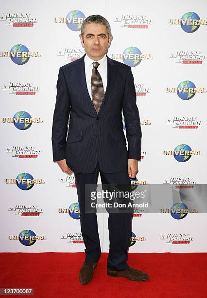 Rowan Atkinson attends the world premiere of the movie "Johnny English Reborn" at Fox Studios on September 4, 2011 in Sydney, Australia.