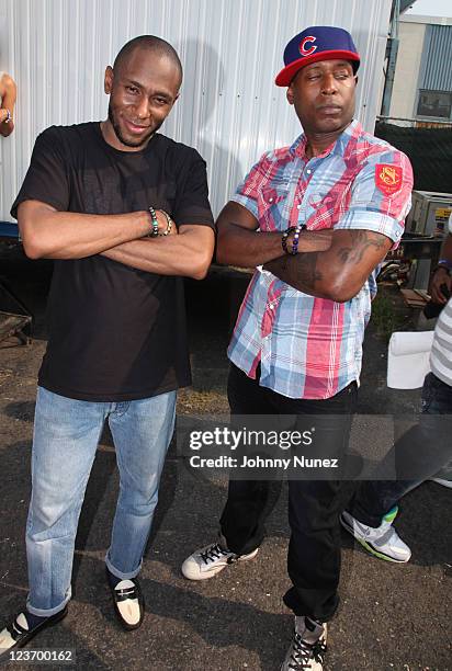 Mos Def and Talib Kweli attend the 8th Annual Rock The Bells festival on Governor's Island on September 3, 2011 in New York City.