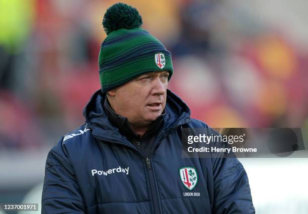 Declan Kidney, Director of Rugby of London Irish looks on before the Gallagher Premiership Rugby match between London Irish and Newcastle Falcons at...