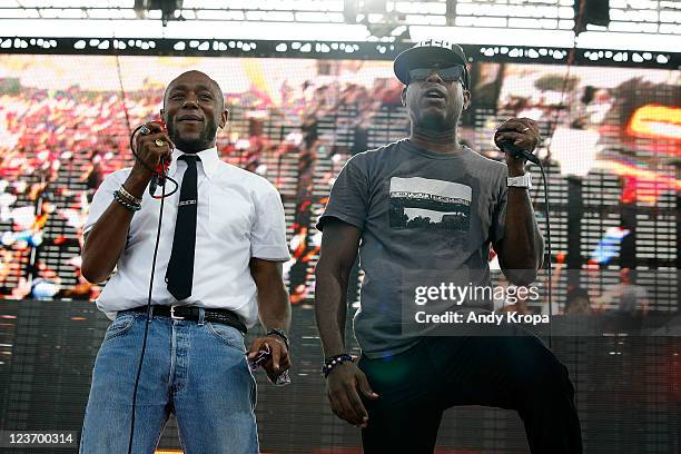 Mos Def and Talib Kweli perform at the 8th Annual Rock The Bells festival on Governor's Island on September 3, 2011 in New York City.