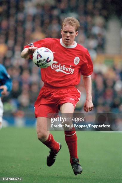 Steve Staunton of Liverpool in action during the FA Carling Premiership match between Everton and Liverpool at Goodison Park on October 17, 1998 in...