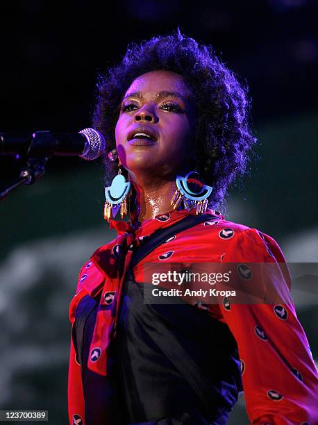 Lauryn Hill performs at the 8th Annual Rock The Bells festival on Governor's Island on September 3, 2011 in New York City.