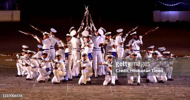 Indian Navy personnel display their skills during Beating Retreat and...  News Photo - Getty Images
