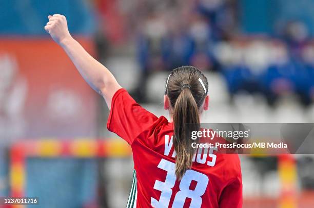 Petra Vamos of Hungary reacts during 25th IHF Women's World Championship match between Hungary and Czech Republic on December 4, 2021 in Lliria,...