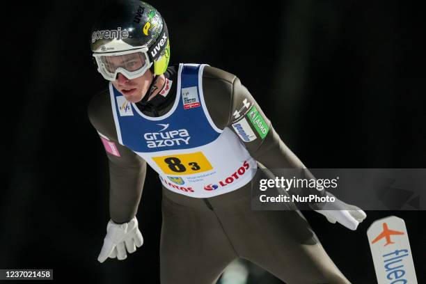 Timi Zajc during the FIS Ski Jumping World Cup In Wisla, Poland, on December 4, 2021.