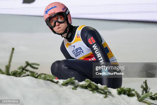 Karl Geiger during the FIS Ski Jumping World Cup In Wisla, Poland, on December 4, 2021.