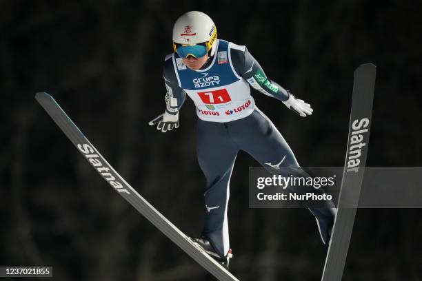 Yukiya Sato during the FIS Ski Jumping World Cup In Wisla, Poland, on December 4, 2021.