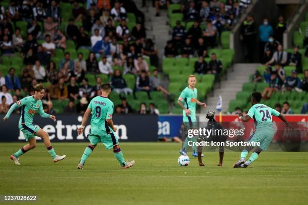 Jason Geria of Melbourne Victory takes a dive during the round 3 A-League soccer match between Melbourne Victory and Perth Glory at AAMI Park on...