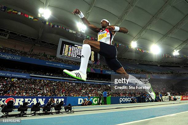 Phillips Idowu of Great Britain competes in the men's triple jump final during day nine of 13th IAAF World Athletics Championships at Daegu Stadium...
