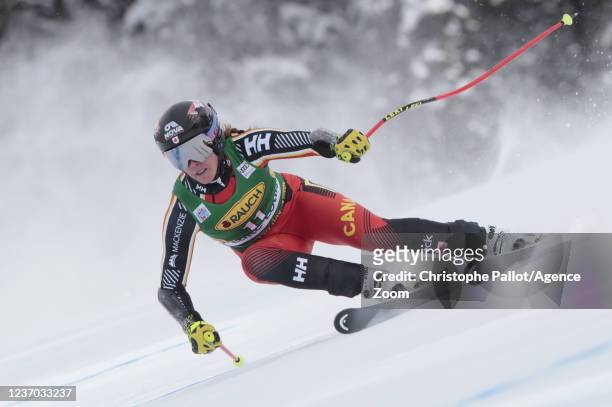 Marie-michele Gagnon of Canada in action during the Audi FIS Alpine Ski World Cup Women's Super G on December 5, 2021 in Lake Louise Canada.