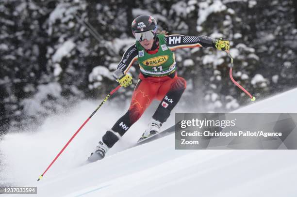 Marie-michele Gagnon of Canada in action during the Audi FIS Alpine Ski World Cup Women's Super G on December 5, 2021 in Lake Louise Canada.