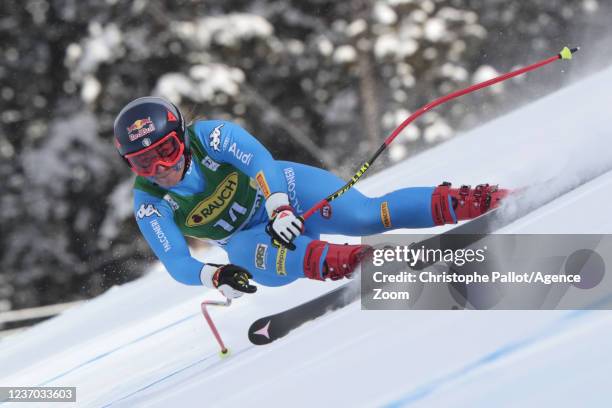 Sofia Goggia of Italy in action during the Audi FIS Alpine Ski World Cup Women's Super G on December 5, 2021 in Lake Louise Canada.