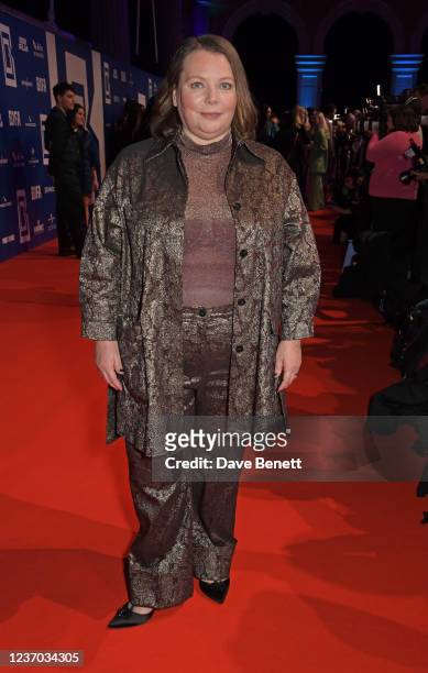 Joanna Scanlan arrives the 24th British Independent Film Awards at Old Billingsgate on December 5, 2021 in London, England.