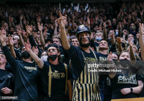 Purdue Boilermakers fans are seen during the game against the Iowa Hawkeyes at Mackey Arena on December 3, 2021 in West Lafayette, Indiana.