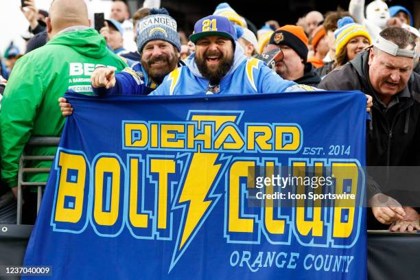 Los Angeles Chargers fans react during the game against the Los Angeles Chargers and the Cincinnati Bengals on December 5 at Paul Brown Stadium in...