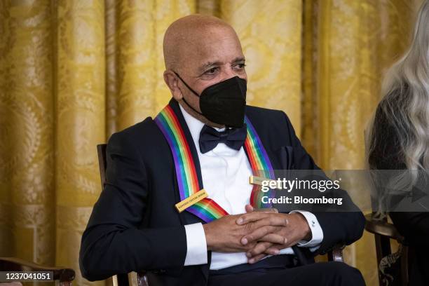 Berry Gordy, Motown founder, listens as U.S. President Joe Biden, not pictured, speaks during the Kennedy Center Honorees Reception in the East Room...