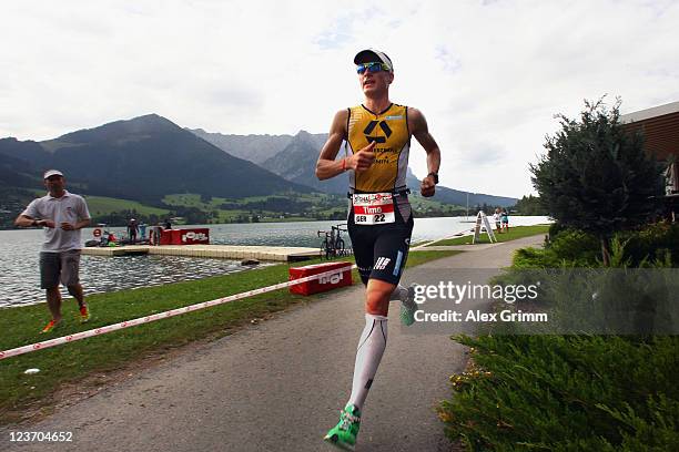 Second placed Timo Bracht of Germany competes during the Challenge Walchsee-Kaiserwinkl Triathlon on September 4, 2011 in Walchsee, Austria.