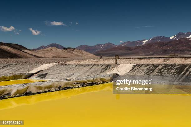 Brine evaporation pools at Liex's 3Q lithium mine project near Fiambala, Catamarca province, Argentina, on Sunday, Dec. 5, 2021. Liex, a wholly-owned...