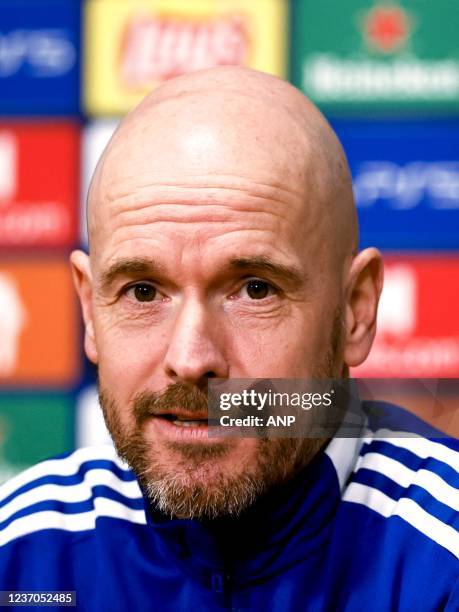 Ajax coach Erik ten Hag during the press conference prior to the Champions League match against Sporting CP at the Johan Cruijff ArenA on December 6,...