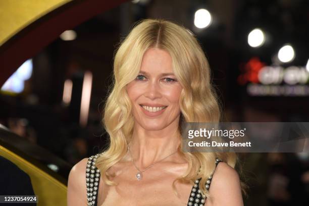 Claudia Schiffer attends the World Premiere of "The King's Man" at Cineworld Leicester Square on December 6, 2021 in London, England.