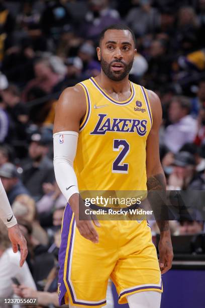 Wayne Ellington of the Los Angeles Lakers looks on during the game against the Sacramento Kings on November 30, 2021 at Golden 1 Center in...