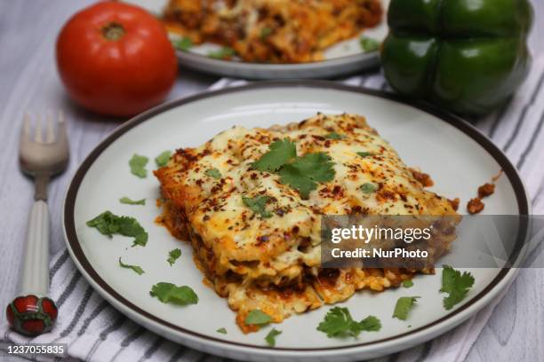 Lasagna in Toronto, Ontario, Canada, on December 05, 2021.