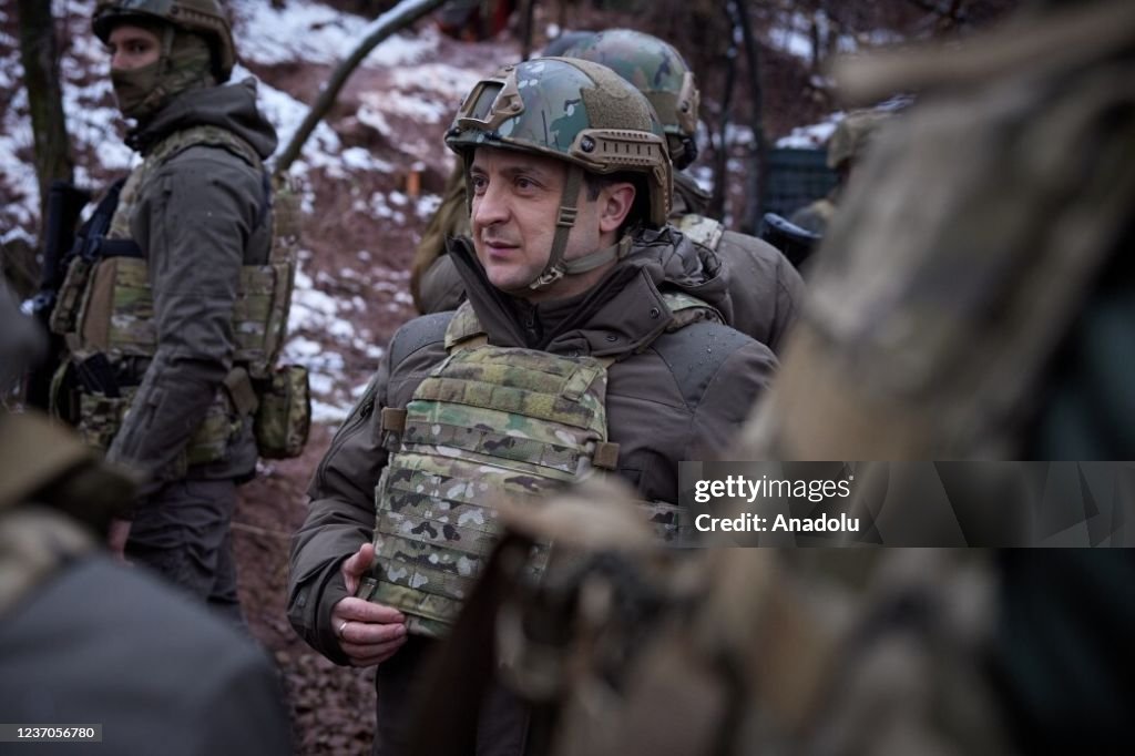 Ukrainian President Volodymyr Zelensky visits Donbass