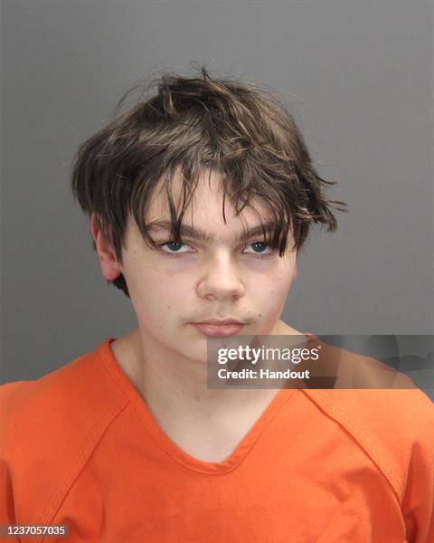 In this undated handout photo provided by the Oakland County Sheriff's Office, Ethan Crumbley poses for a mug shot in Pontiac, Michigan. Crumbley is...