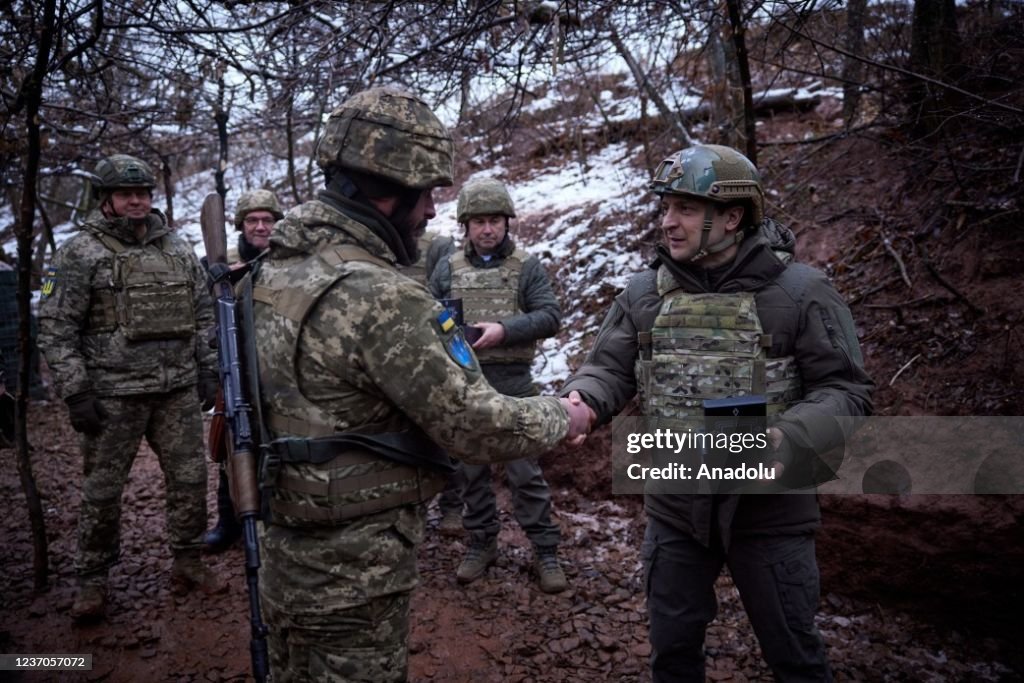 Ukrainian President Volodymyr Zelensky visits Donbass