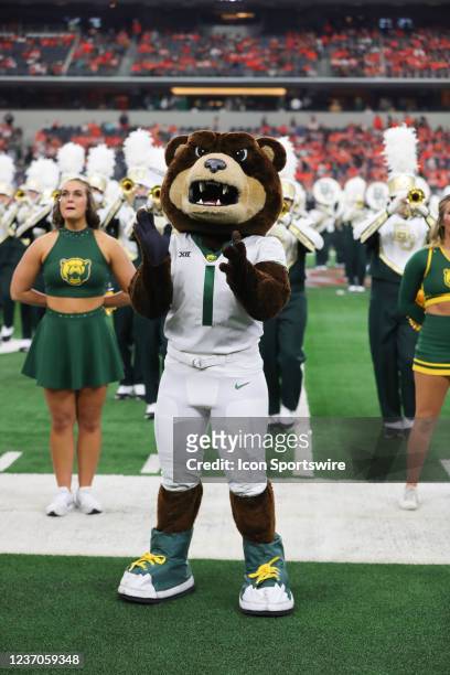 The Baylor mascot performs at the Big 12 Championship Game between the Baylor Bears and the Oklahoma State Cowboys on December 4th, 2021 at AT&T...