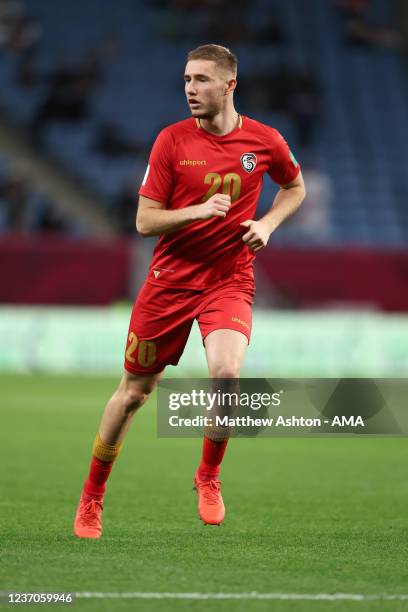 Oliver Kass Kawo of Syria during the FIFA Arab Cup Qatar 2021 Group B match between Syria and Mauritania at Al Janoub Stadium on December 6, 2021 in...